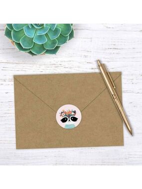 500 boho chic animals thank you wafer stickers